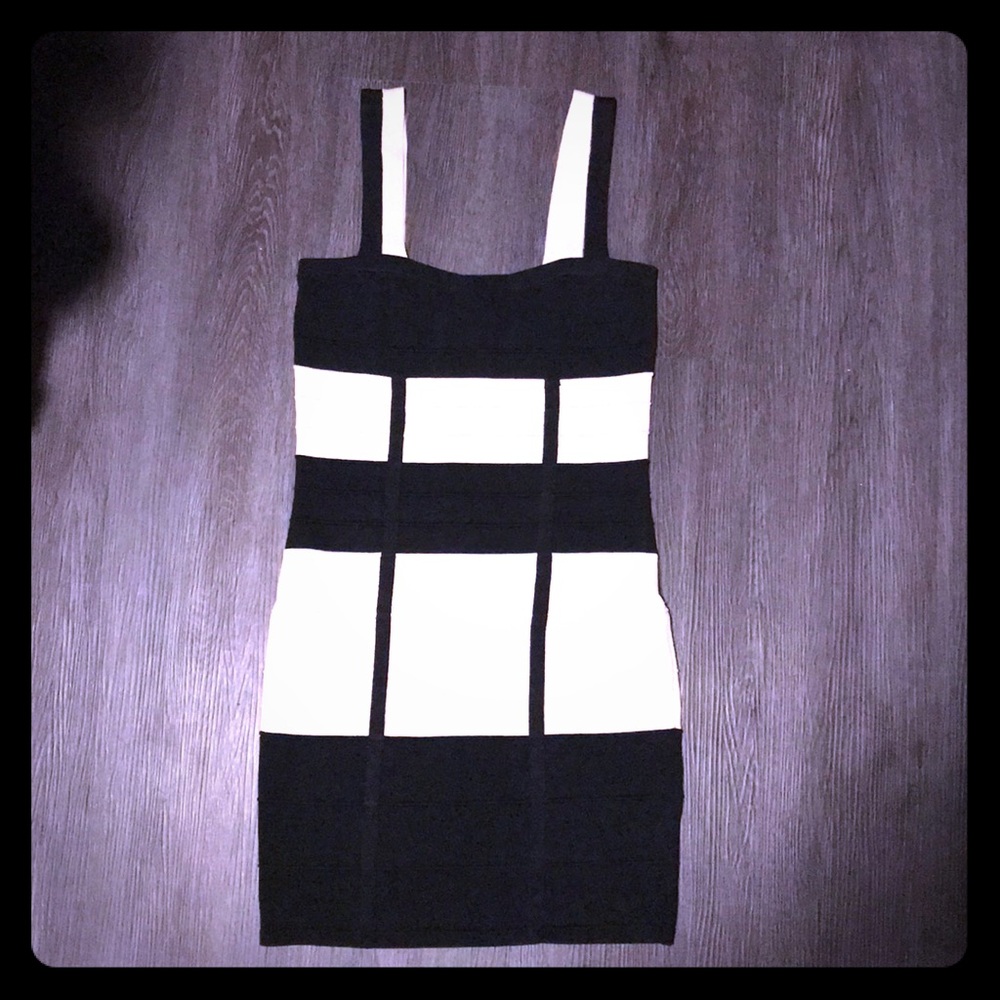 Tan & Black bodycon dress